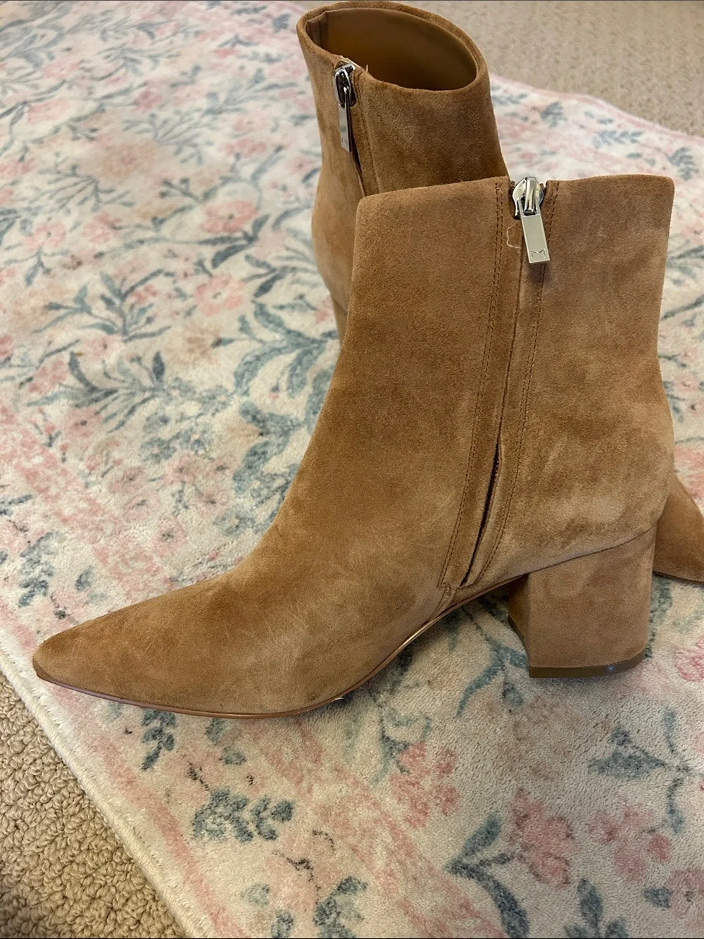 💕Marc Fisher Women's Suede Ankle Booties in Camel with Side Zip💕 - Picture 1 of 9